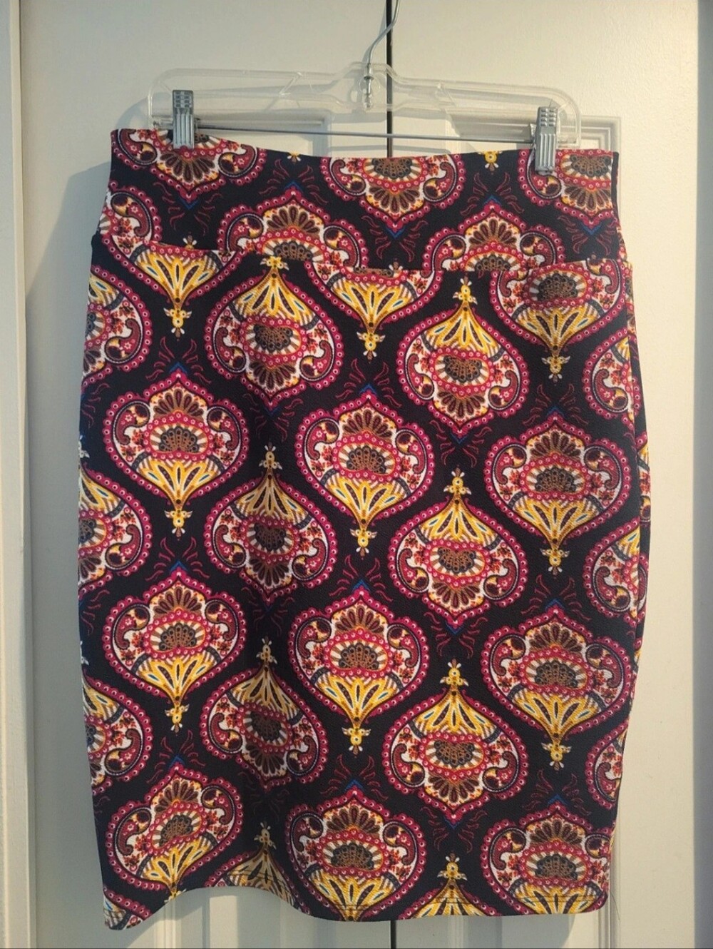 LuLaRoe Cassie Skirt In Black, Red, Yellow